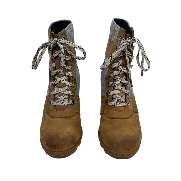 Sorel Lexie Wedge Womens 9.5 Felt Leather Ankle Boots Waterproof Lace-Up  NL 337 - Picture 5 of 14
